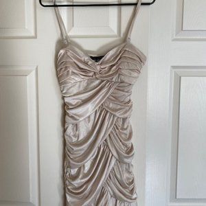 Junior short beige and sparkle prom dress